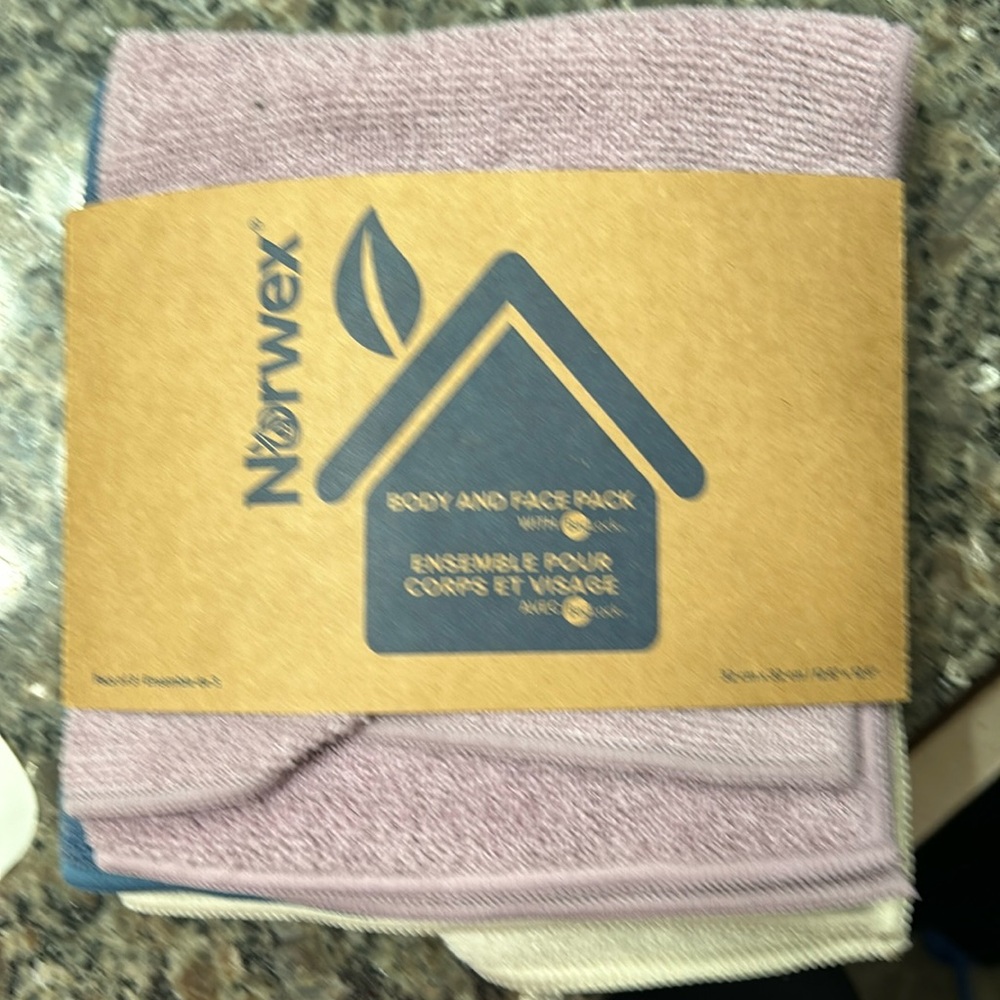 COPY - Norwex, body and face 3 pack. Pink, blue, cream.